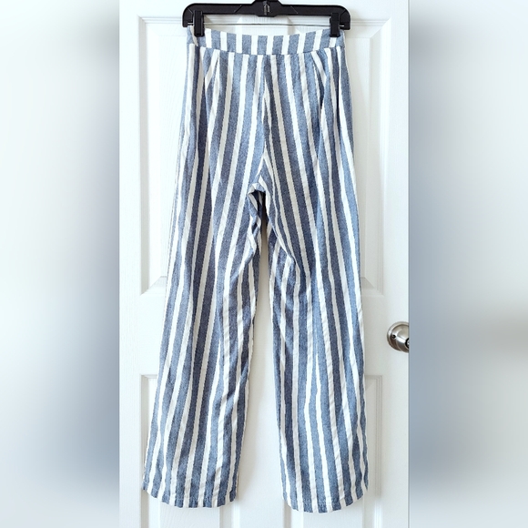 Pink Lily Linen Blend Striped Trousers - Picture 2 of 4